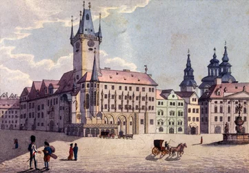 Place de la Vieille Ville depuis la rue Celetná, Prague, vers 1810